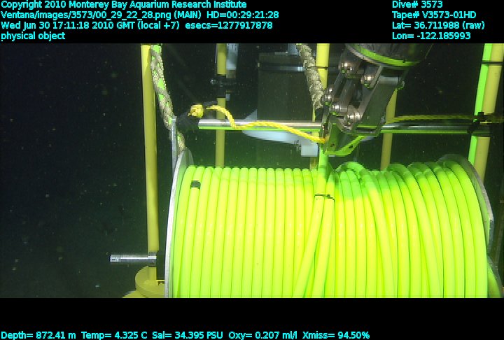 Photo of cable spool on the BPR/Tilt instrument