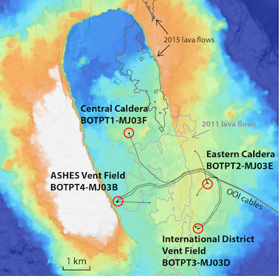 Map of instruments at Axial Seamount