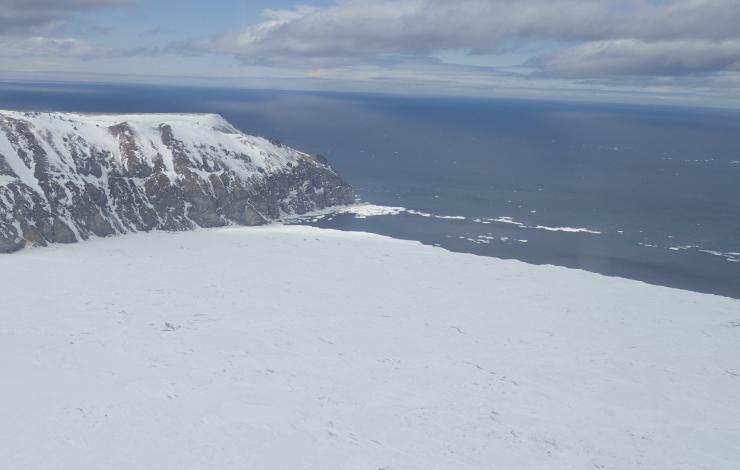 Image of remnants of the winter’s fast ice off of Cape Lisburne, Alaska taken from NOAA Twin Otter 56 in May 2017. 