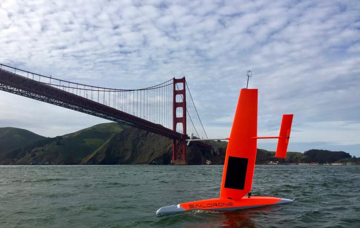 Saildrone departing San Francisco in 2017 