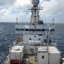 A view from the Ron Brown ship from the top of the forward mast