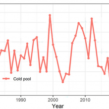 Line graph of the Bering Sea cold pool extent over the years